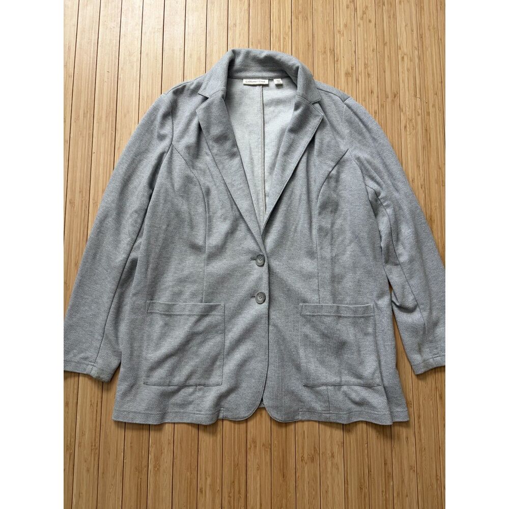 Coldwater Creek Women’s 1X Gray Knit Blazer 2 Button Front Patch Pockets